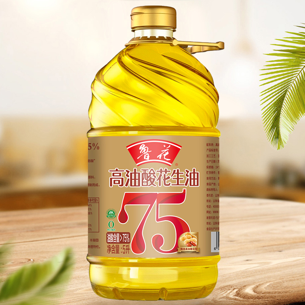 鲁花高油酸花生油5L 5S物理压榨 一级食用油 健康家用粮油高清大图