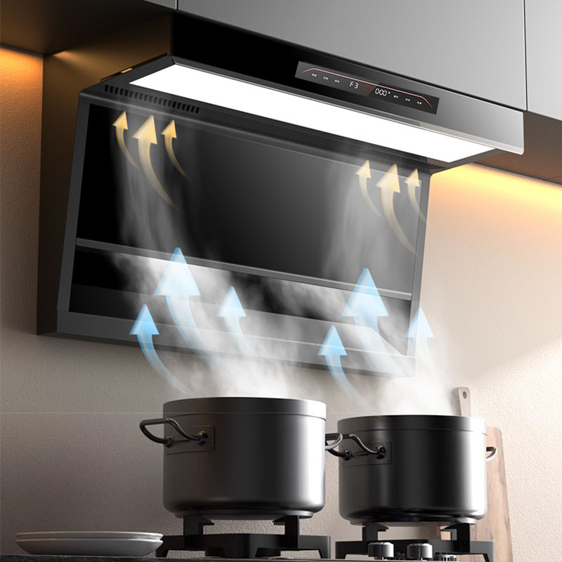 旺厨好太太 新款油烟机顶侧双吸 48立方大吸力家用7字吸油烟机大功率 自动清洗 体感触摸式高清大图