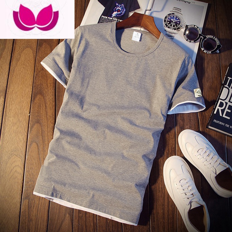 七斓夏季短袖t恤男潮牌ins韩版修身半袖青年圆领体恤日系打底衣服