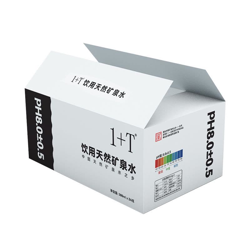 1+T 饮用天然矿泉水 380ml*24瓶/箱图片