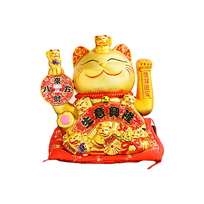 厂家直销金色电动摇手猫店铺开业收银台家居陶瓷发财礼品摆件 三维工匠 [日进斗金]高25cm摇手+存钱高清大图