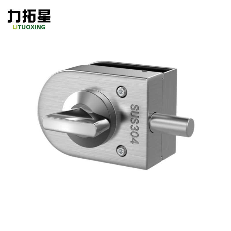 力拓星 玻璃门地锁 单面带旋钮 把高清大图