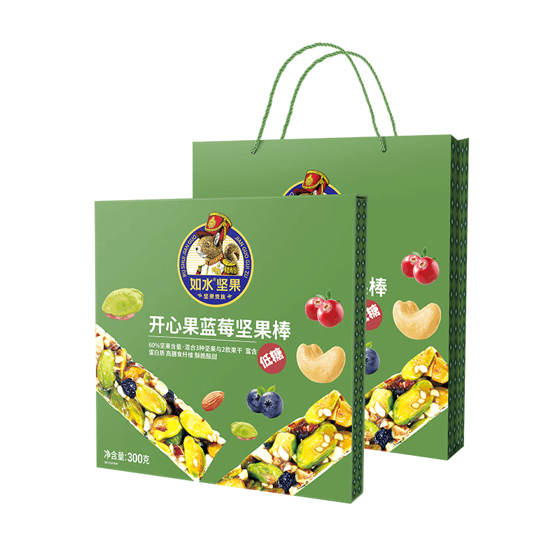 如水开心果蓝莓坚果棒300g 高档零食大礼包伴手礼 干果礼盒礼品 300g/盒12袋图片