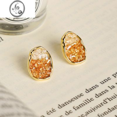 JiMi清新春夏桔子汽水镀金橘色水晶耳饰无耳洞女蚊香盘耳夹银针轻奢风 蚊香盘耳夹无耳洞一对
