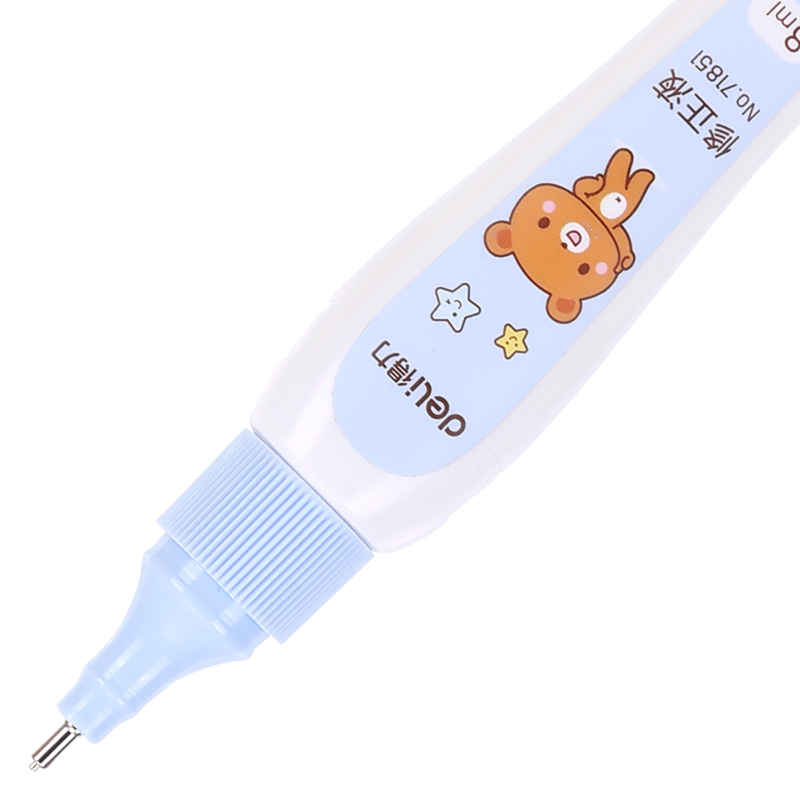 得力(deli)71851 修正液笔形8ml环保修正液学生涂改液改正液陶瓷笔头修正笔 8ml笔形修正液 颜色随机 8瓶装