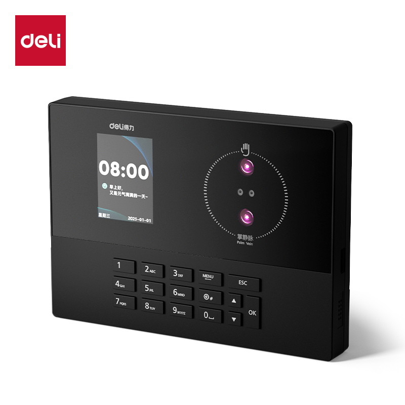 得力考勤机 打卡机掌静脉+人脸红外识别考勤机 wifil联网 远程在线管理实时查看 黑色AH21C