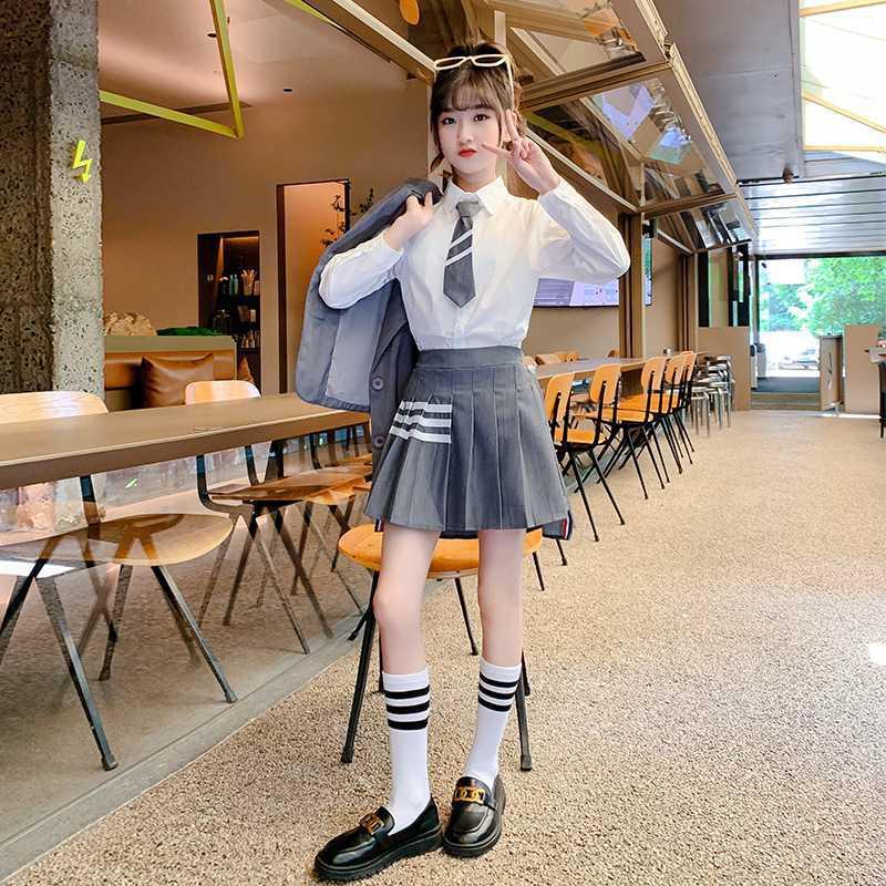 香忊王心凌同款百褶裙乘风破浪姐jk套装裙子女童长袖衬衫小西服三件套