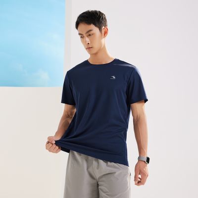 361°运动t恤男夏季新款速干上衣宽松跑步服男士圆领透气短袖652324112V 深墨蓝 XL