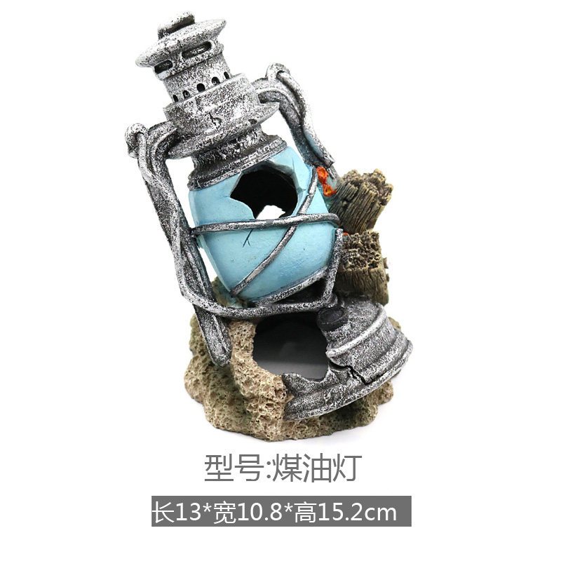 水族箱鱼缸水草缸造景假山装饰摆件沉船大炮飞机战舰潜水艇躲避屋