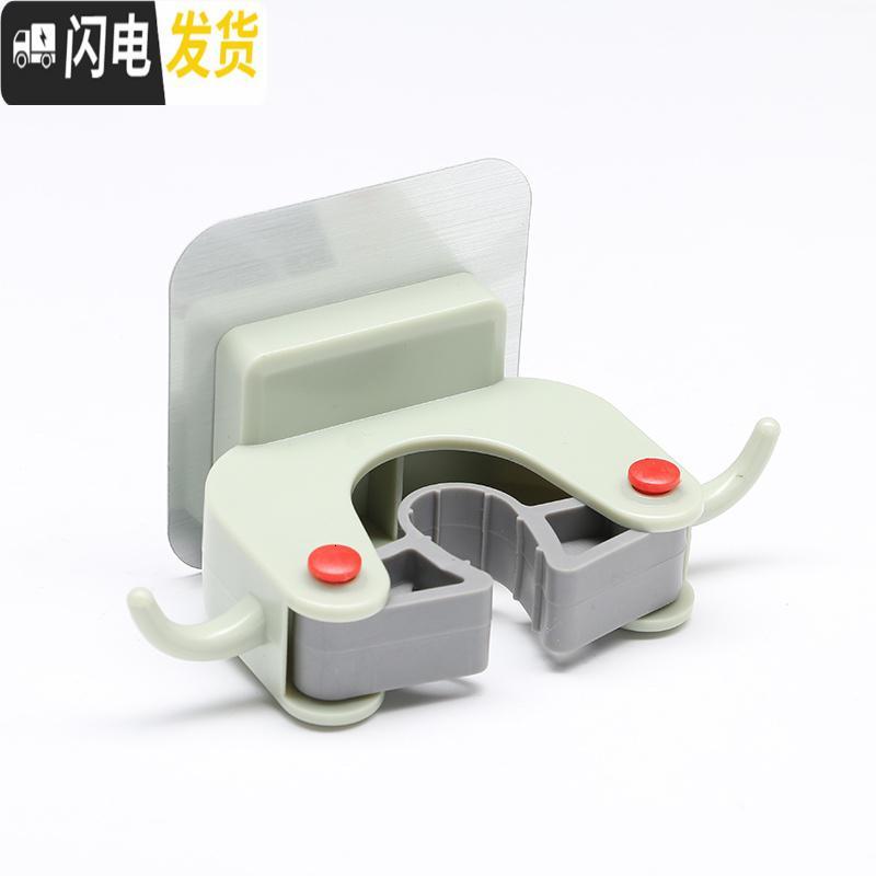 三维工匠免打孔卡夹拖把架卫生间壁挂拖把挂钩浴室墙上扫把挂架拖把夹 粉色(1个)高清大图