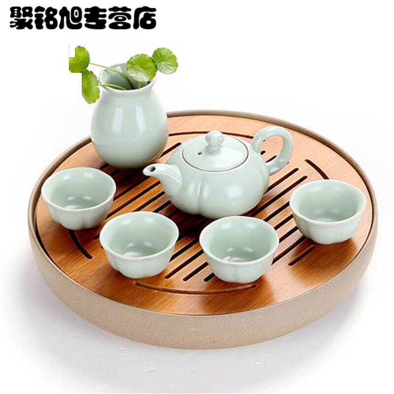 家用储水圆形竹制托盘小茶台干泡盘茶海陶瓷功夫茶具茶盘