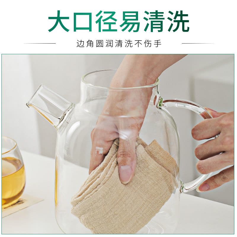 玻璃茶壶耐温烧水壶家用玻璃泡茶冷水壶水果花茶套装壶|1600ML大流水壶+2杯图片
