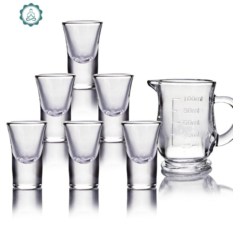玻璃白酒杯家用套装2两酒杯小号一口杯创意酒盅分酒器 封后 A款6杯(送同款一套)玻璃杯