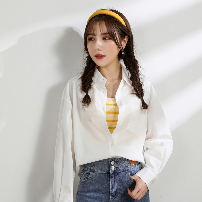 唐狮 白衬衫女春季长袖上衣韩版通勤简约百搭职场衬衣潮