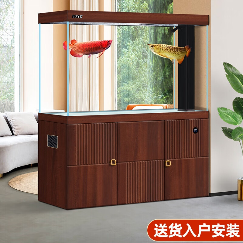 鱼缸水族箱客厅大型生态底滤智能落地玻璃家用轻奢懒人隔断