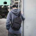 休闲男士胸包简约单肩斜挎包多功能潮牌斜背包小包潮流邮差包男包NEWLAKE 黑色