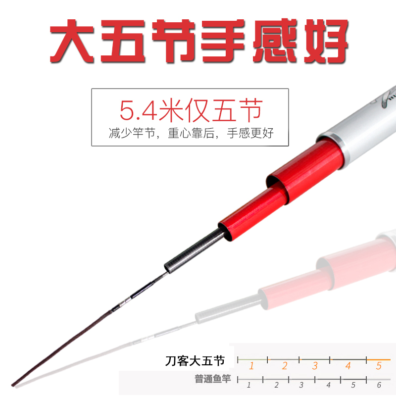刀客2018新款屠龙鱼竿28调长节台钓竿碳素手竿钓竿渔具用品