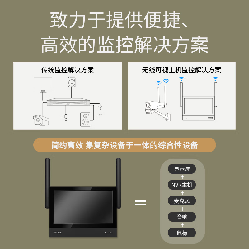 普联 TP-LINK 无线wifi可视主机 TL-DP1s 7英寸高清监控显示器 家用商铺配合可视门铃/摄像头使用