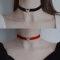 酒红色 蝴蝶项圈choker颈链 锁骨链 性感颈圈 黑夜手造