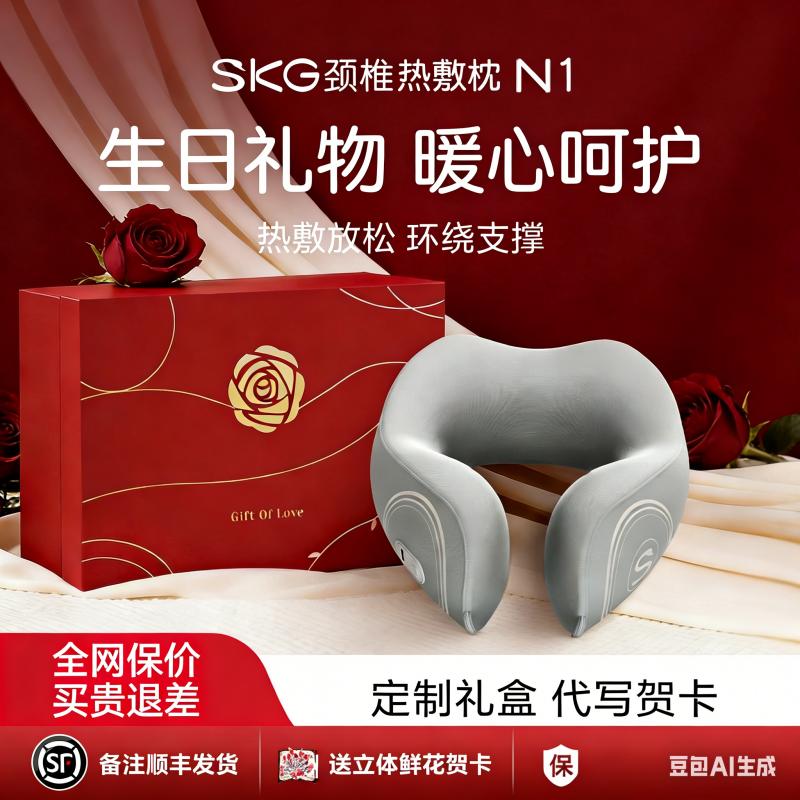 生日礼物skg颈椎热敷枕u型护颈枕颈部按摩仪旅行飞机n1枕头脖枕颈椎