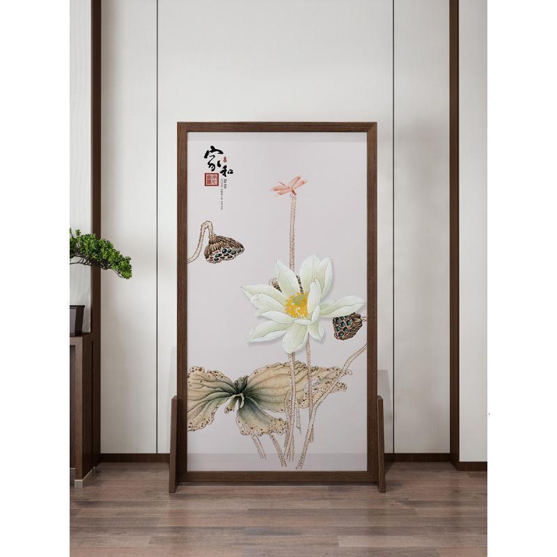 BONJEAN新中式屏风隔断客厅实木装饰卧室玄关荷花座屏禅意简约现代小户型高清大图