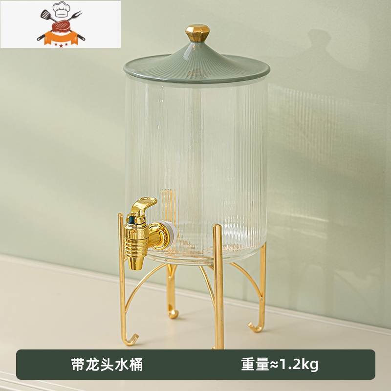 冷水壶带龙头家用大容量凉水壶可高温玻璃可乐桶柠檬茶饮料果汁桶 敬平高清大图