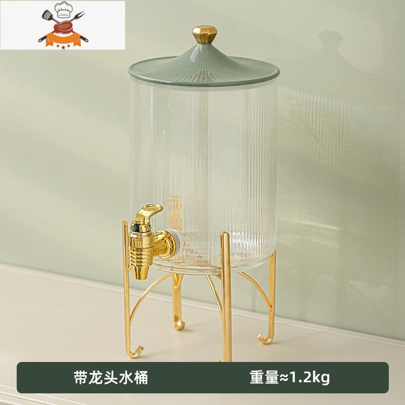 冷水壶带龙头家用大容量凉水壶可高温玻璃可乐桶柠檬茶饮料果汁桶 敬平图片