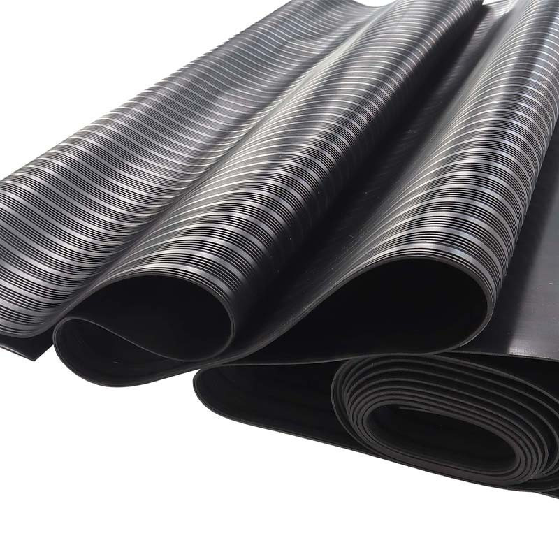 典虎 绝缘胶垫 黑色条纹5mm*1.2m*5m 10kv 卷高清大图