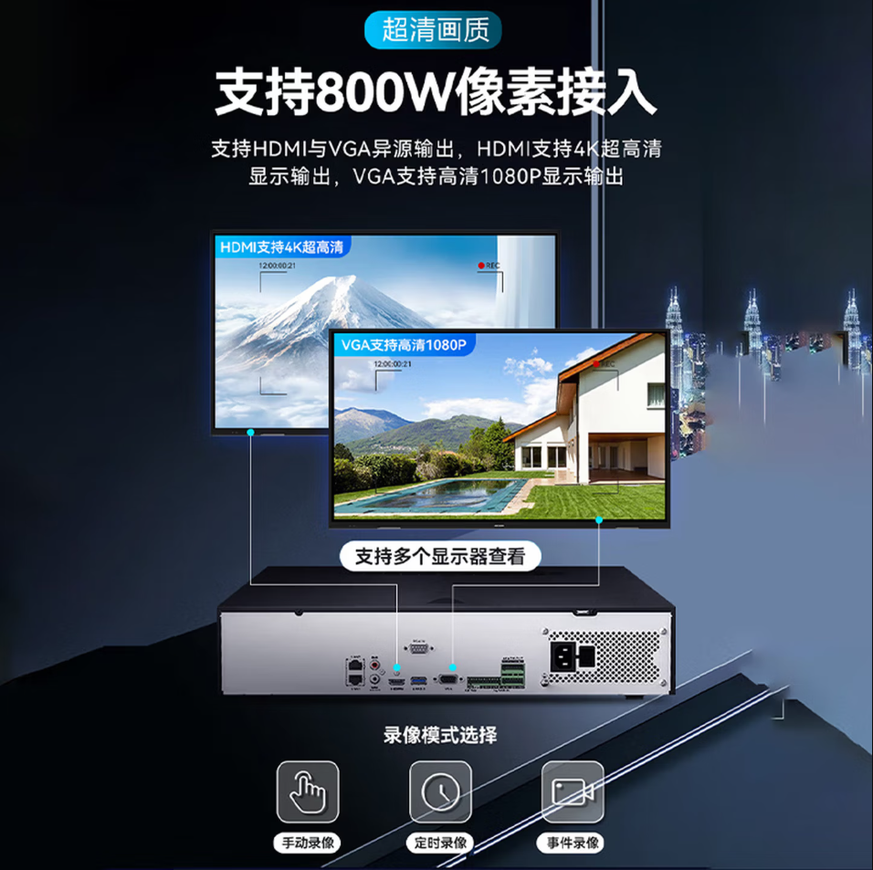 海康威视(HIKVISION) DS-8664NX-HL 64路9盘 硬盘录像机 (计价单位:台) 黑色高清大图