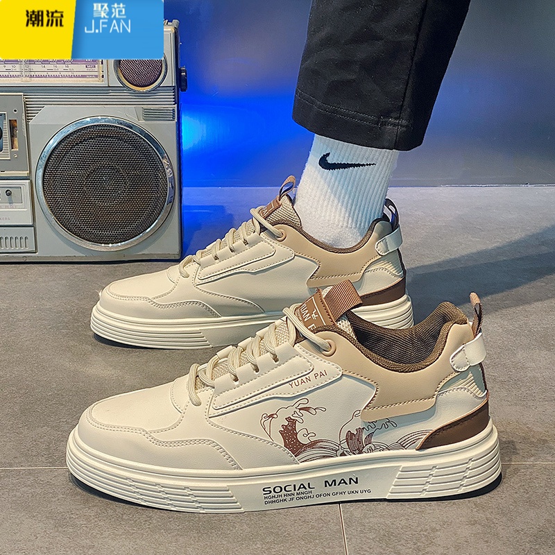 聚范男鞋2024新款夏季透气网面运动休闲帆布平板鞋上班工作小白鞋高清大图