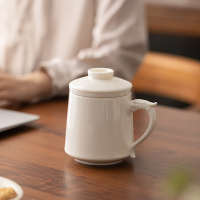 苏氏陶瓷(SUSHI CERAMICS)羊脂玉茶格杯办公杯水杯会议杯茶水分离礼盒装