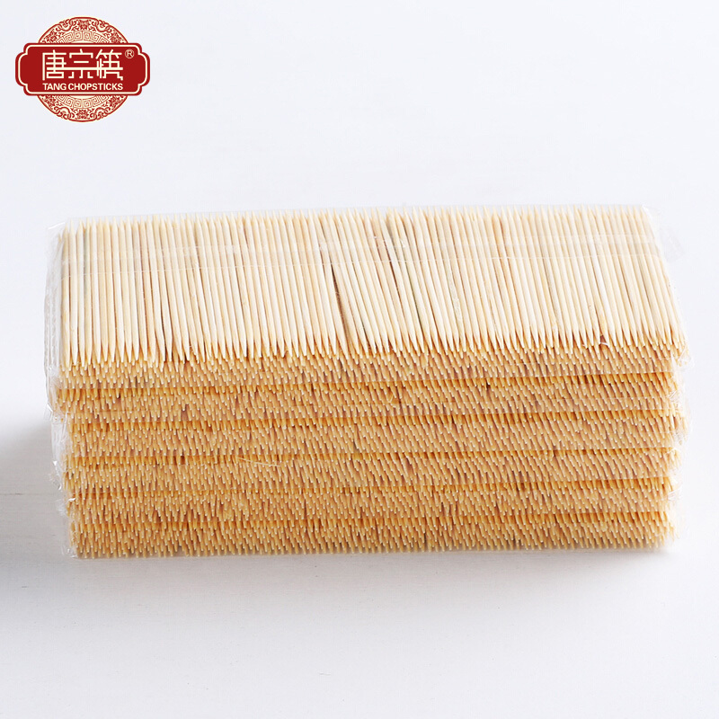 唐宗筷 袋装家用竹牙签 水果叉子 一次性便携环保袋3000支装 C1902