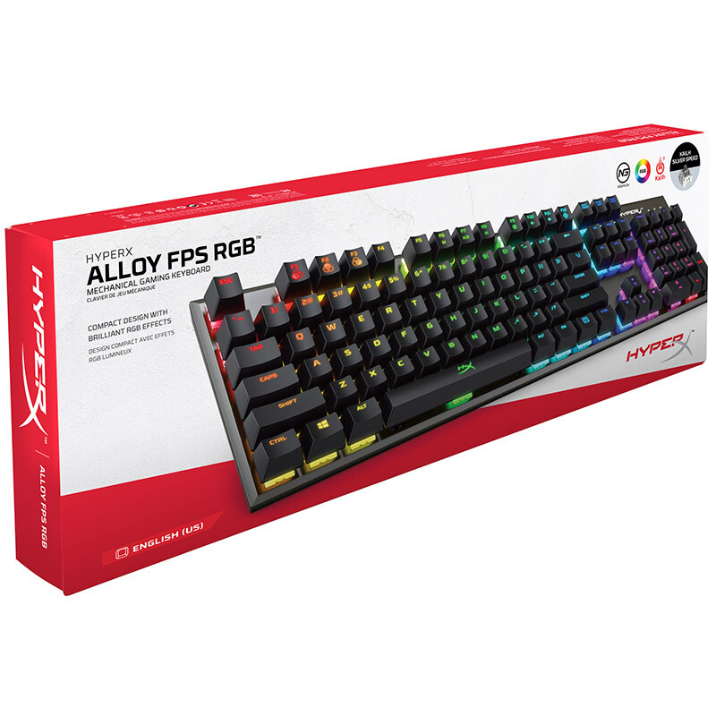 金士顿(HX-KB1SS2-US) HyperX Alloy FPS RGB 阿洛伊银轴背光机械键盘黑色