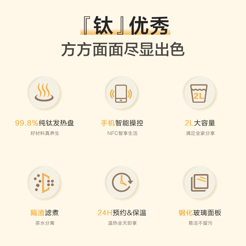 荣事达(Royalstar)养生壶 烧水壶煮茶器电热水壶2L纯钛加热盘抗异味恒温玻璃花茶壶电水壶[NFC蓝牙控制]YSH高清大图