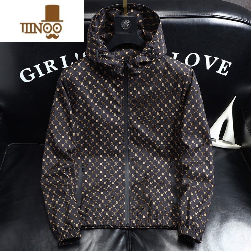 YANXU男士宽松连帽夹克2023春装新款外套欧美潮流男潮牌帅气上衣服图片