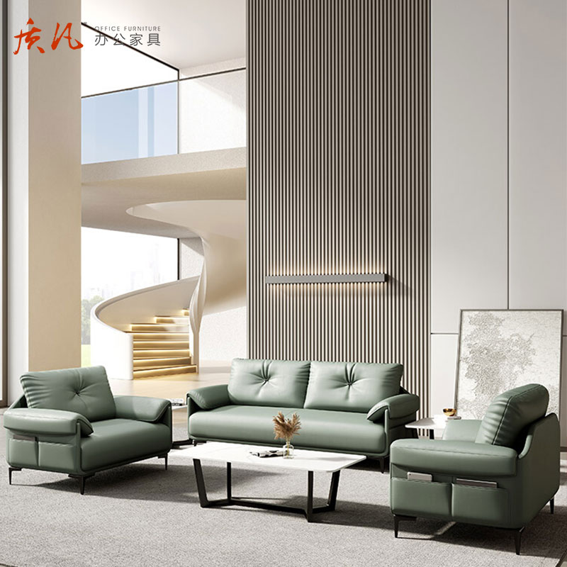 质凡现代简约办公沙发商务会客洽谈沙发 单人位(乳胶款)高清大图