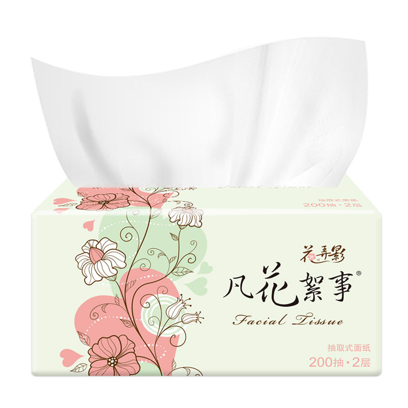花弄影 抽纸 凡花絮事系列二层200抽24包小规格(短幅)卫生纸(整箱销售)