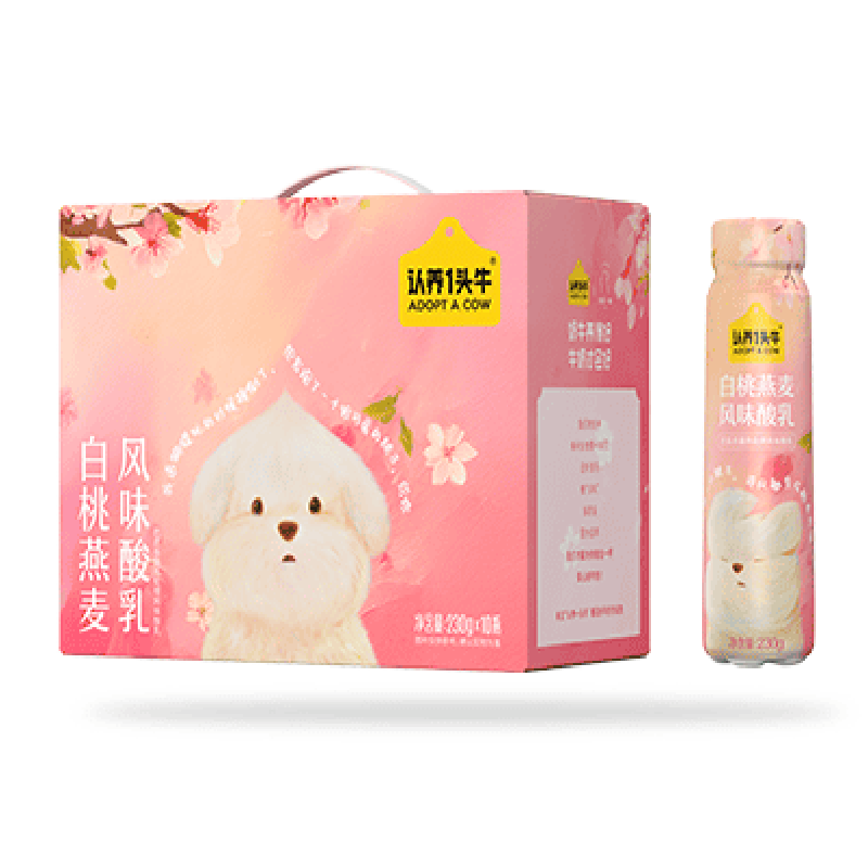 认养一头牛白桃燕麦法式风味酸奶230g*10瓶/箱