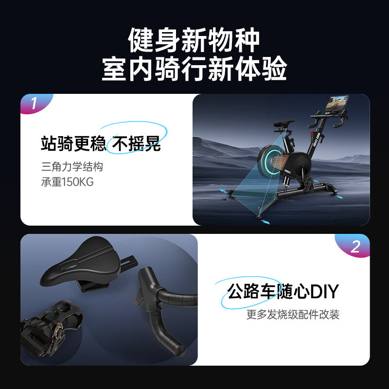 力动(RIDO)动感单车 智能坡度实景调阻家用单车室内山地公路车支持zwift顽鹿 CX30(电动升降坡度)