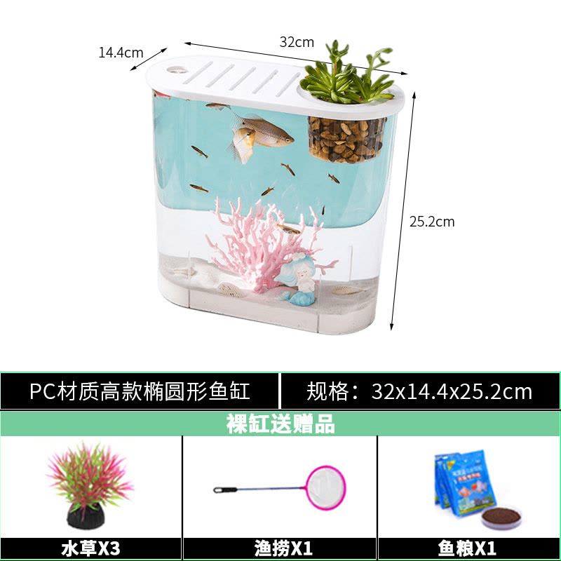 新款透明塑料鱼缸透明仿玻璃客厅中小型金鱼缸乌龟缸桌面观赏缸图片
