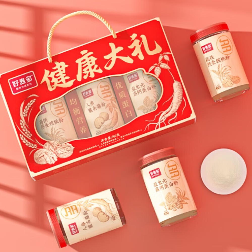 好麦多 冲饮谷物燕麦人参猴头菇蛋白粉健康礼盒900g高清大图