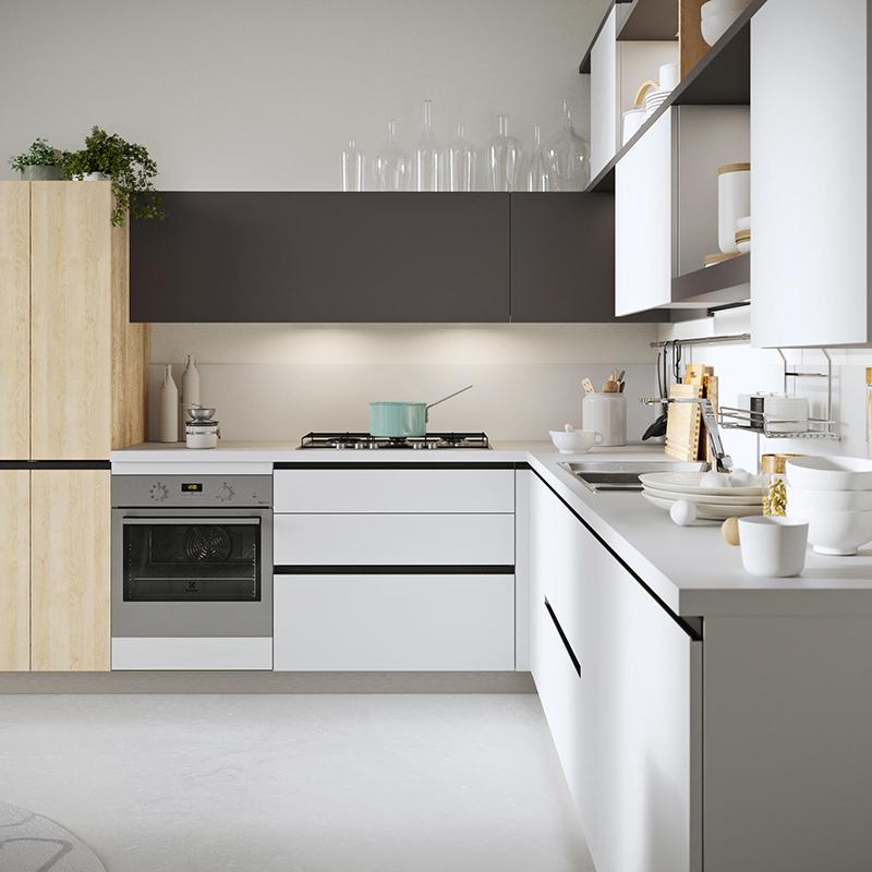 迪亚图橱柜定制厨柜整体石英石台面现放式厨房柜子灶台柜装修闪电客