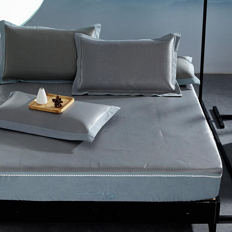 家柏饰(CORATED)凉席三件套冰藤席1.8m床双人1.5米床笠款可折叠夏季单人空调席子高清大图