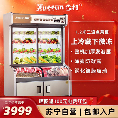 雪村(Xuecun) 1.2米 点菜柜 商用展示柜 上冷藏柜下微冻柜 保鲜柜 麻辣烫柜 冰柜 商用冷柜HY-1200W