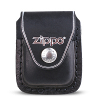 专柜正品 ZIPPO皮套 纯牛皮黑色钢夹 LPCBK