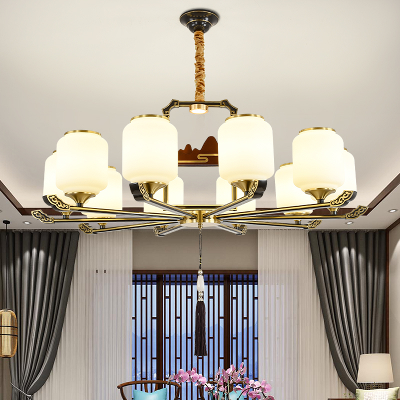 觅物 新中式全铜吊灯客厅吊灯新中式餐厅吊灯全铜系列中国风卧室餐厅