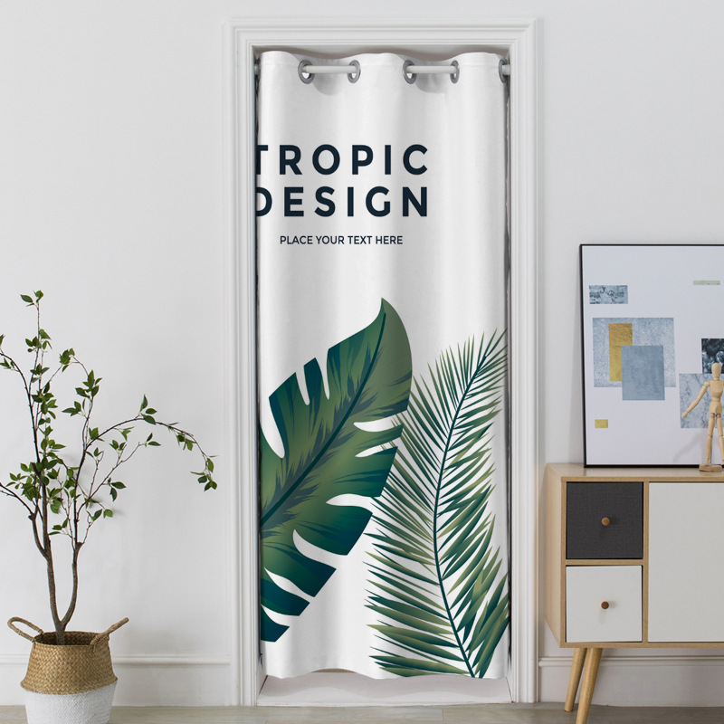 添福运 门帘隔断帘免打孔家用卧室卫生间厨房柜子遮挡布帘子北欧风门帘布艺遮挡窗帘隔断帘帘子家用卧室厨房卫生间夏季防蚊门帘 Q75树叶 宽200*高190cm（门宽90-135cm）