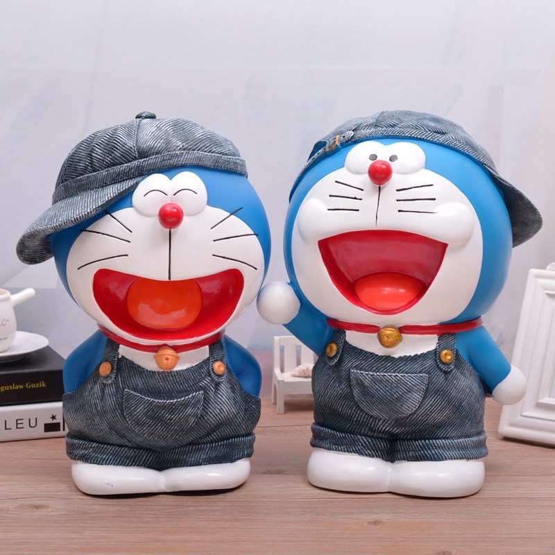 存钱罐机器猫摆件超大号叮当猫公仔蓝胖子储蓄罐生日超能叮当美国队长