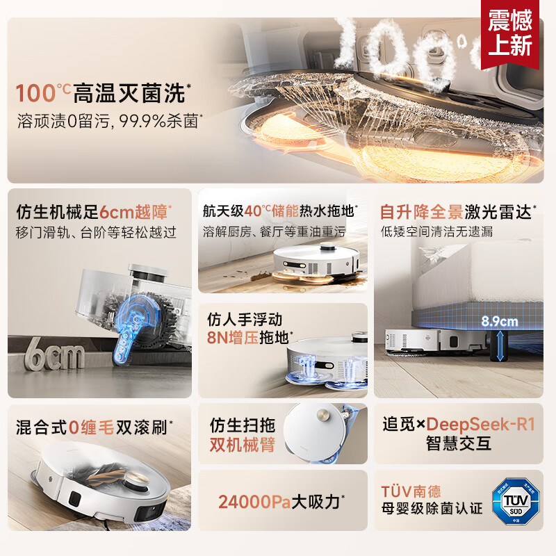 追觅扫地机器人S50Pro上下水版扫拖洗一体RLS45CE高清大图