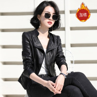 免费试穿 真皮皮衣女短款绵羊皮2024春秋装新款皮夹克矮个子韩版修身小外套潮冬装新款机车复古短上衣多款皮衣小外套 8085黑色 3XL